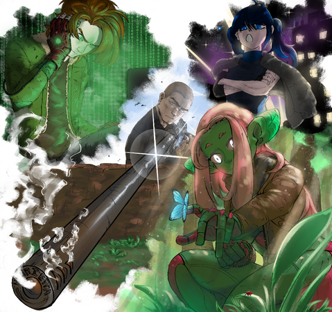 Dynamic Full Body | Flat Colors w/Soft Shading | Simple Background | Typography